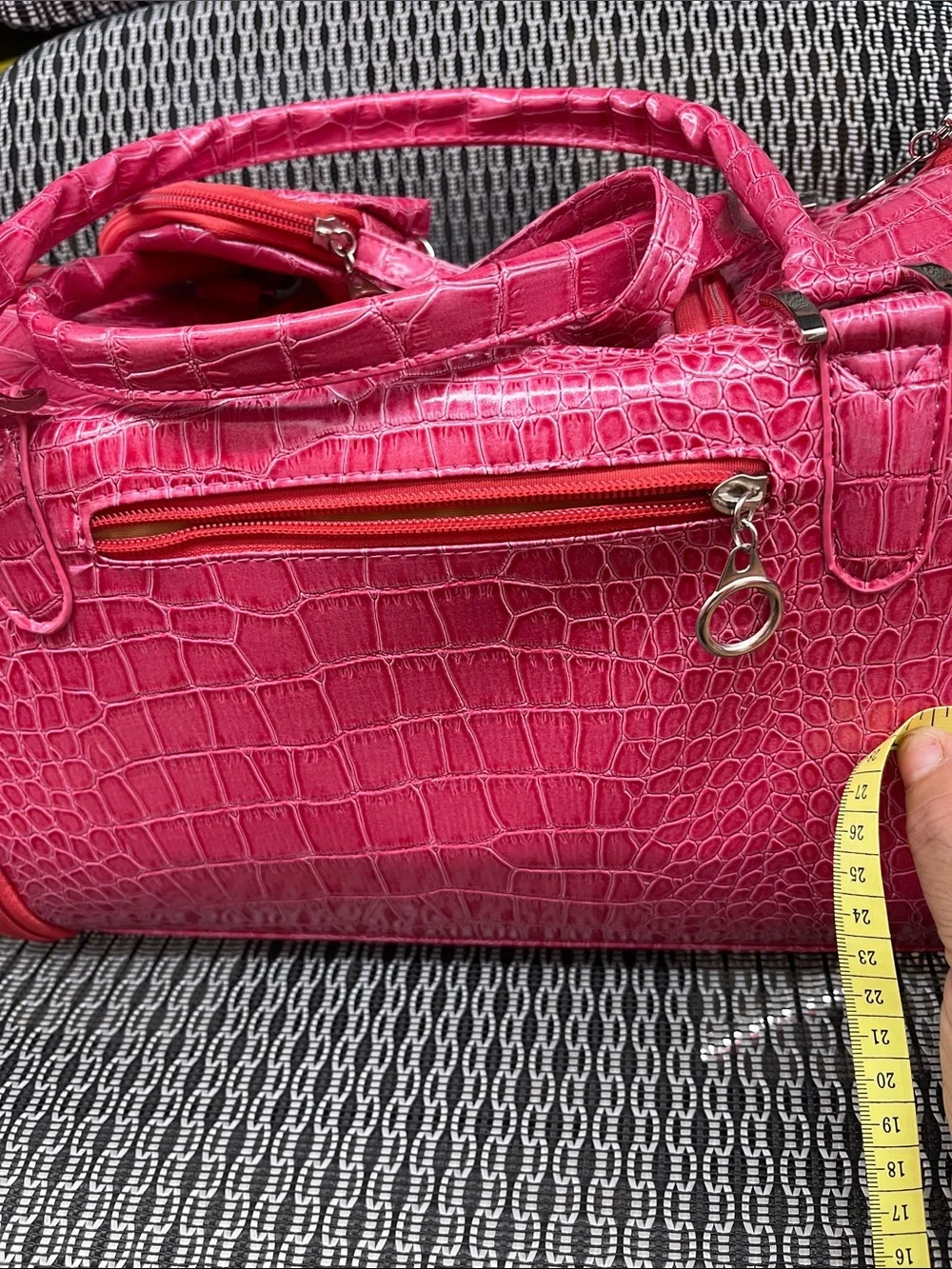 Hot Pink Faux Croc Small Pet Carrier with Dual Handles